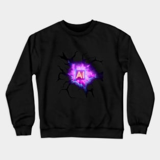 Artificial Intelligence Heart  Anamorphic Illusion  ( Large Print ) Crewneck Sweatshirt